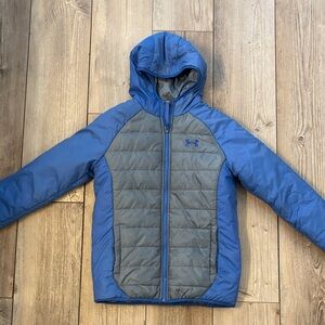 Under Armour Youth Boys Large Blue and Gray Quilted Puffer Jacket